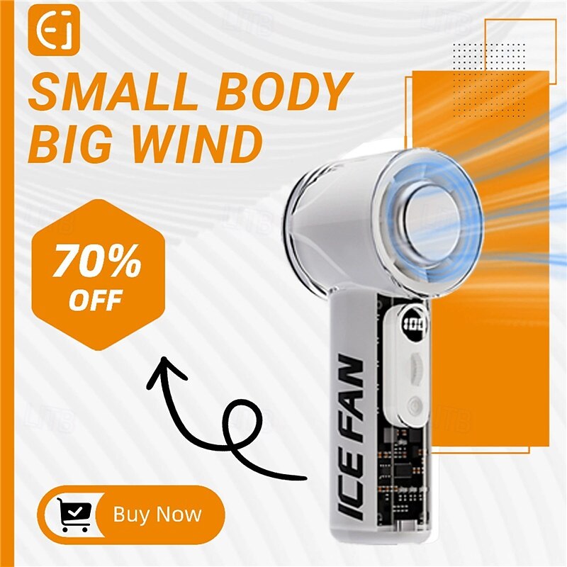 Portable Handheld Fan with 100-Speed Adjustment, LED Display, AI Temp Control, 3000mAh Battery, USB Rechargeable Mini Fan, 12000RPM Quiet Motor, Compact Design for Travel & Summer