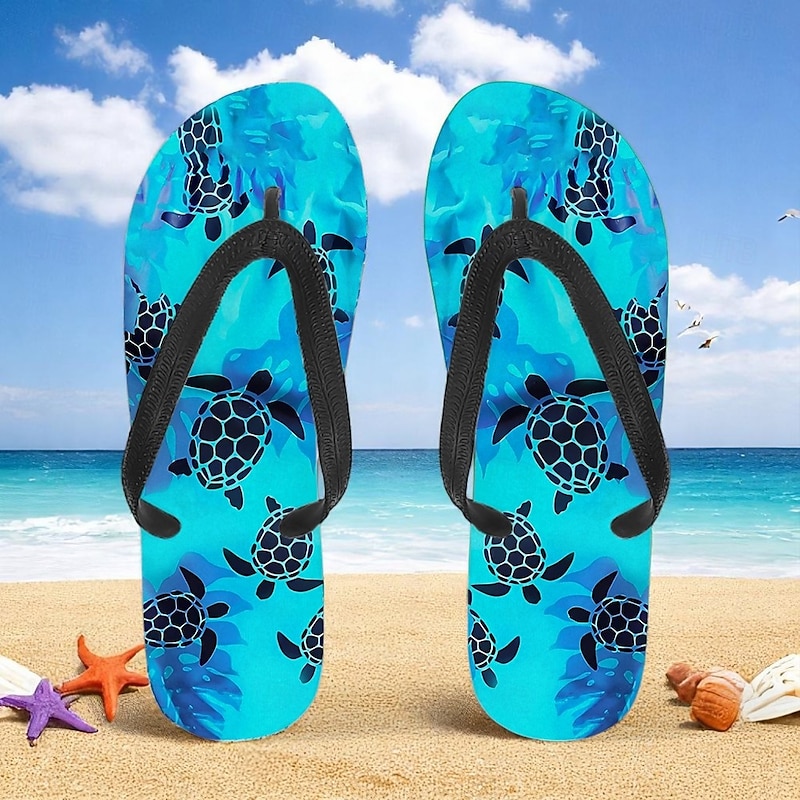 Men's Sea Turtle Printed Flip Flops – Beach Inspired & Comfortable Style for Beach Outings, Surfing & Tropical Vacations2