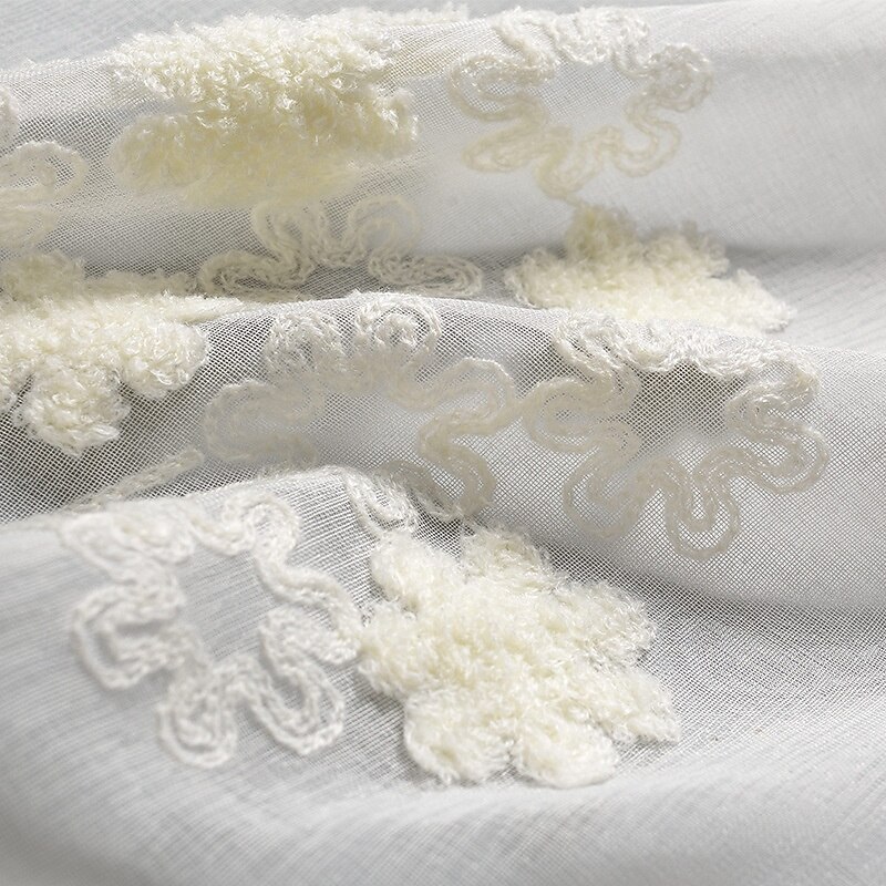 2Pcs Korean Style High-End Embroidered Window Screen Living Room Bedroom Dining Room Study Semi Transparent Curtains3