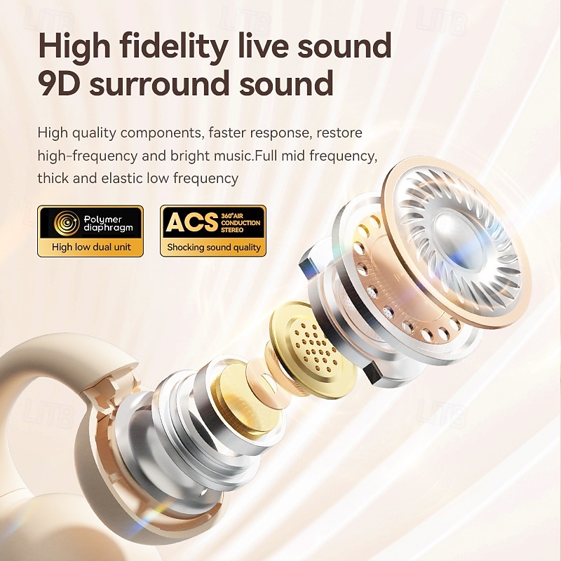 M59 Hands Free Telephone Driving Headset Ear Clip Bluetooth 5.3 Sports Ergonomic Design Stereo for Apple Samsung Huawei Xiaomi MI  Yoga Fitness Gym Workout Mobile Phone3