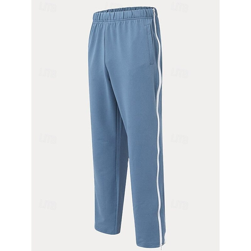 Men's Athletic Pants Sweatpants Tear Away Pants Trousers Straight Leg Sweatpants Zipper Pocket Elastic Waist Plain Comfort Sports Outdoor Daily Fashion Casual Black Blue Micro-elastic2