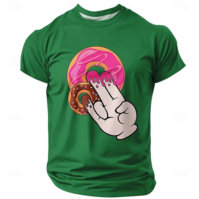 Men's Funny Glazed Donut Fingers Graphic T-Shirt - Humorous Innuendo Pun Design2