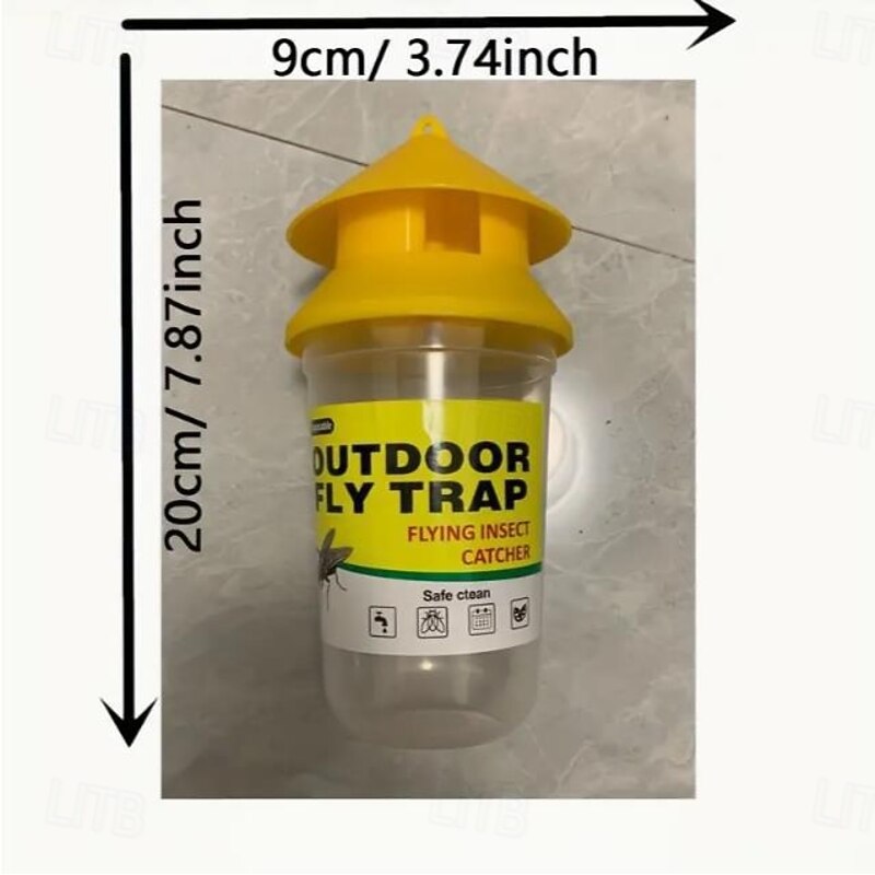 Reusable Outdoor Fly Trap, Plastic Insect Catcher, Non-Electric Fruit Fly, Horse, Deer, and Drain Flies Control for Indoor & Outdoor Use 1PCS4