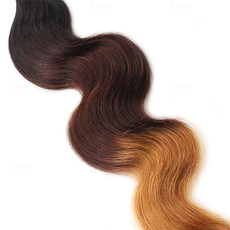 1 Bundle Real Human Hair  Tricolor Bundle T1B/4/27# Body Wave Human Hair 14-24 Inches3