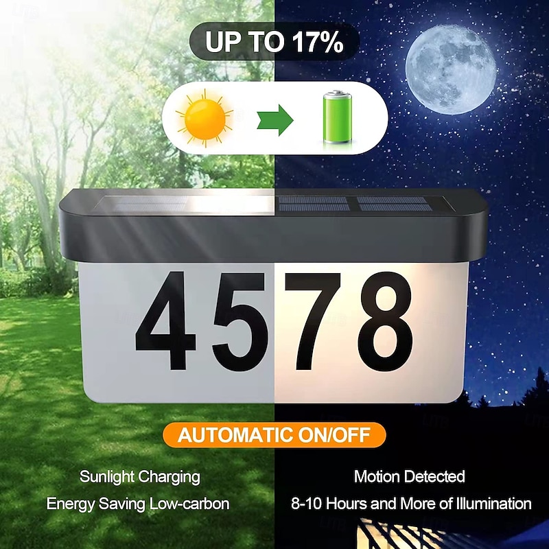 1 Pc Outdoor Solar Door Adress Lights IP44 Waterproof Warm Light White Light Street Sign Lamp Courtyard Street Corridor Lighting Wall Lights House Number Lights4