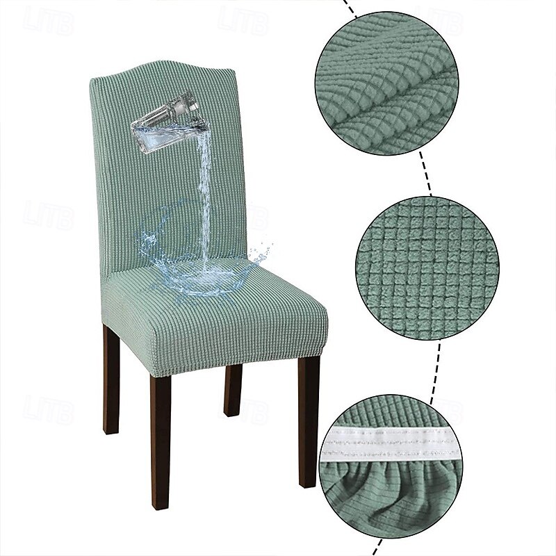 Water Resistant Dining Chair Cover Polar Fleece Fabric for Dining Room Chair Cover Stretch Slipcovers Seat Chair Covers