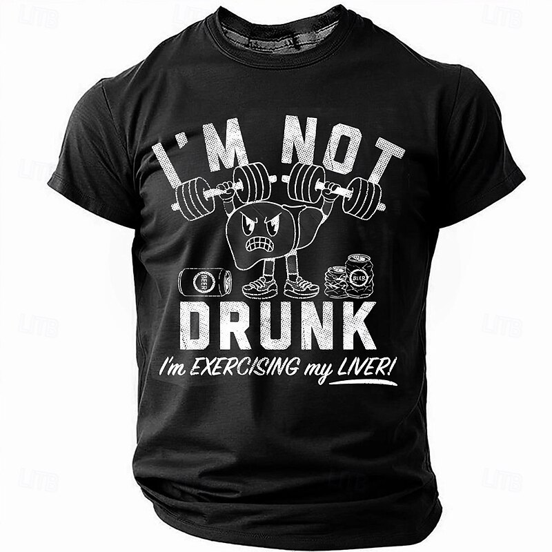 Men's Humorous Graphic T-Shirt - Liver Exercise Pun, Beer & Party Humor - Main Image