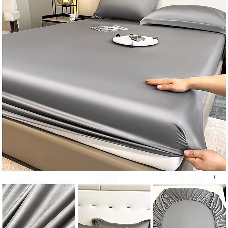 Ice Silk Cool Mat Bed Sheet Single Summer Bed Cover Set Three-piece Set Full-cover Mattress Protection Cover Dust Cover4