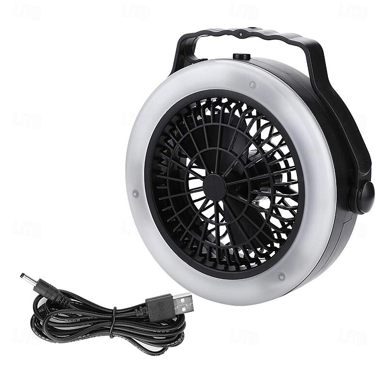 1 Pc Outdoor Camping Multifunctional Fan Light Usb AAA Battery Powered Dual-Purpose Model, Can Be Hung, Handheld Tent, Fishing, Office And Home Use3