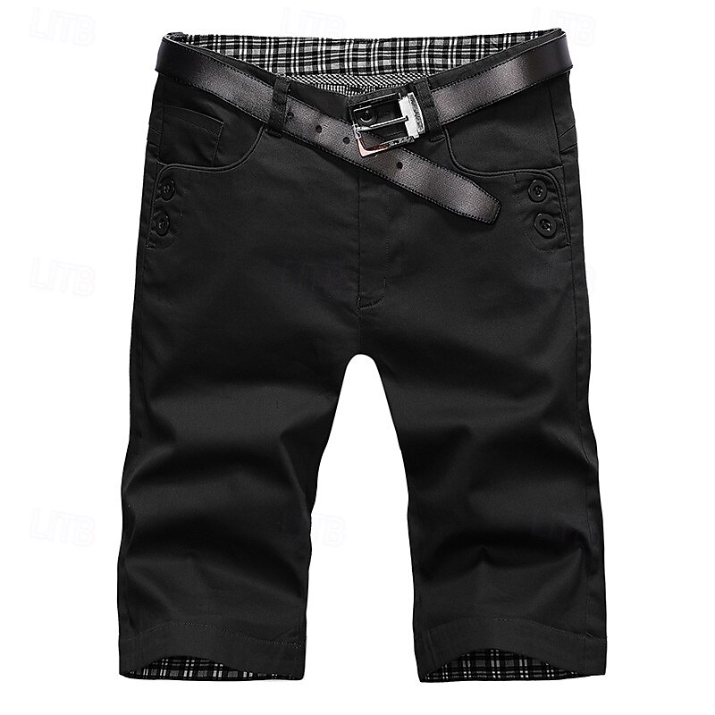 Men's Dress Shorts Work Shorts Golf Shorts Pocket Plain Comfort Breathable Knee Length Outdoor Business Sports Casual Black Wine3