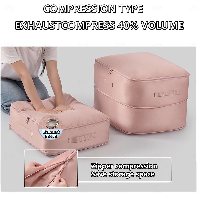 Space Saving Self Compression Organizer, Oxford Fabric Compression Bags for Clothes, Blankets, Comforters, Extra Large Travel & Storage Organizer for Quilts and Winter Jackets3