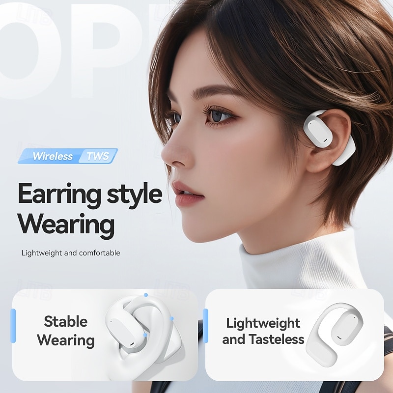 Open Ear Headphones Bluetooth 5.3 Bone Conduction Wireless Earbuds with Digital Display Charging Case Waterproof Immersive Stereo Sound Sport Headset with Mic for Running Walking Workout3