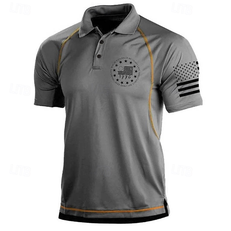 Men's American Flag Veterans Polo Shirts Golf Shirt Short Sleeve Polo Shirts Collared Shirts Casual Streetwear Vacation Wear Party Outfits Buttons 3D Print Black Blue Green2