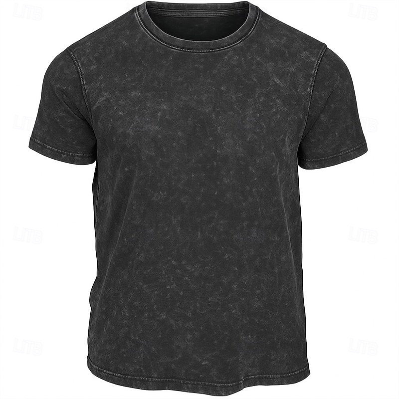 Men's Graphic T-Shirt with Norse Raven & Runic Symbols, Washed Grey Viking Short Sleeve Tee2