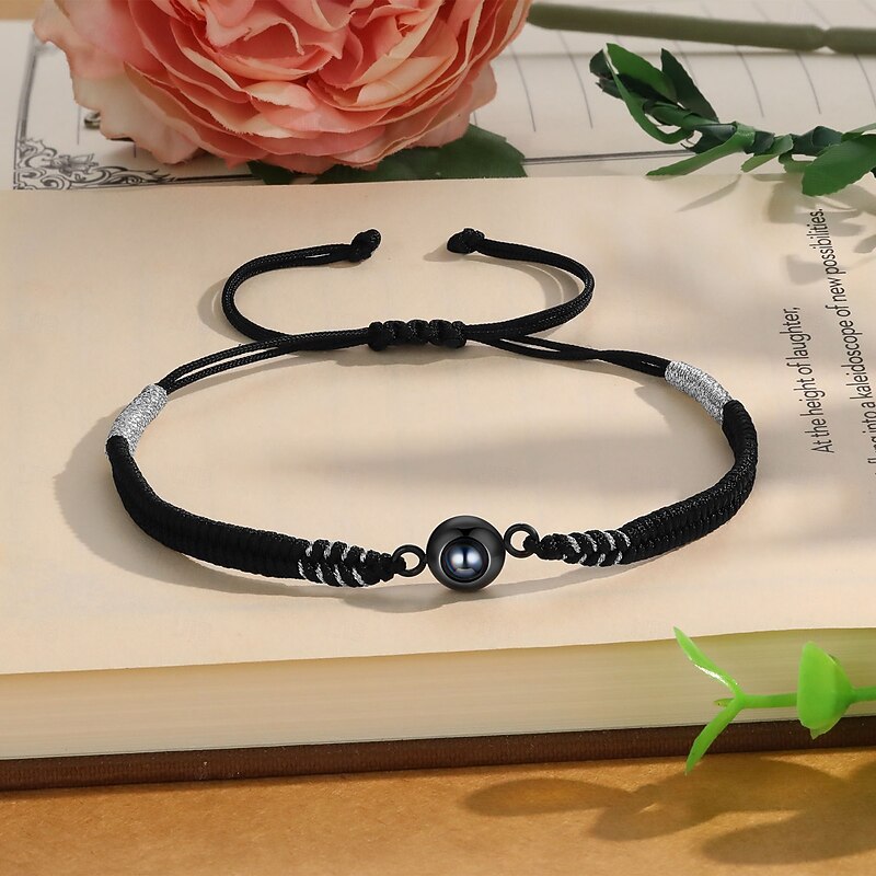 Personalized Photo Projection Bracelet with Braided Rope Custom Best Gift for Dad, Husband or Boyfriend, Light Projection Jewelry for Father's Day, Birthday, Anniversary, Christmas2