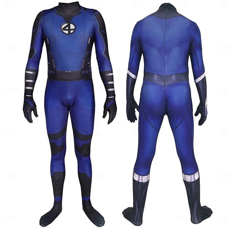 The Fantastic Four: First Steps Superhero Mister Fantastic Jumpsuit Bodysuits Carnival Costume Dress Up Movie Cosplay for Men's Boys Kid's Adults' Halloween Carnival World Book Day Performance Party2