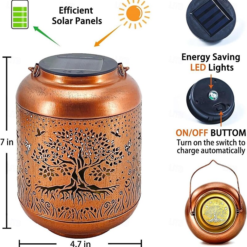 Tree of Life Outdoor Solar Hanging Lanterns Waterproof LED Solar Lights Metal Decorative Lanterns for Garden, Patio, Courtyard, Backyard, Yard Decor Unique Tree of Life Gifts for Women4