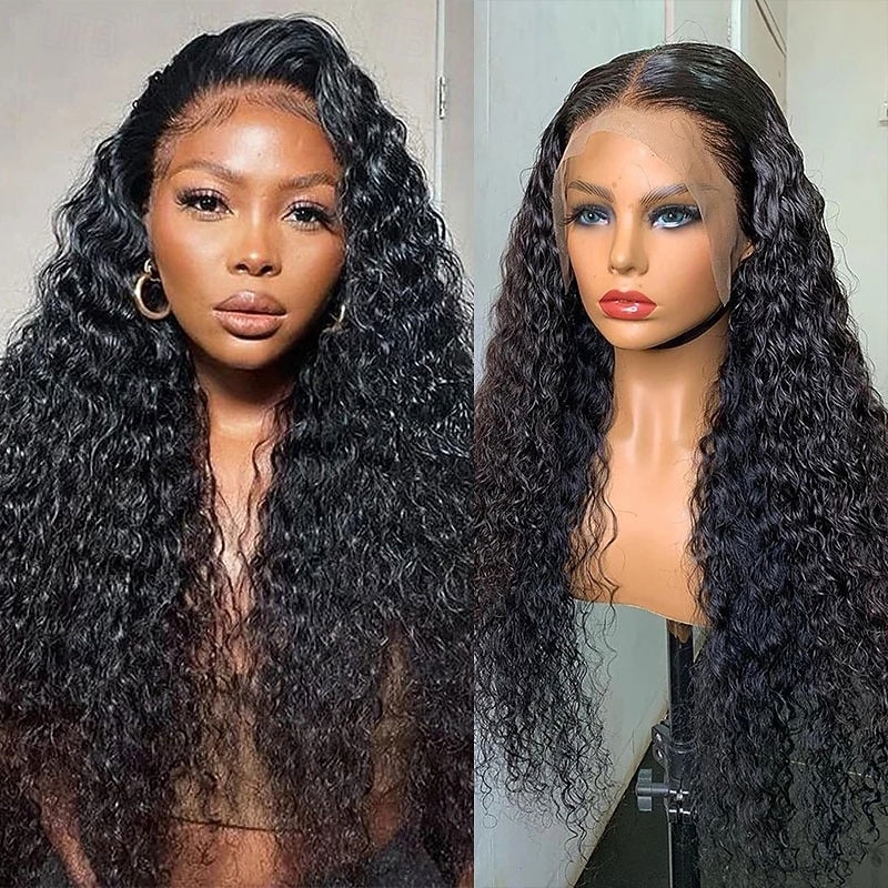 6x6 Transparent Lace Wig Natural Color Human Hair Lace Wig Deep Wave 180% Density For Black Women3