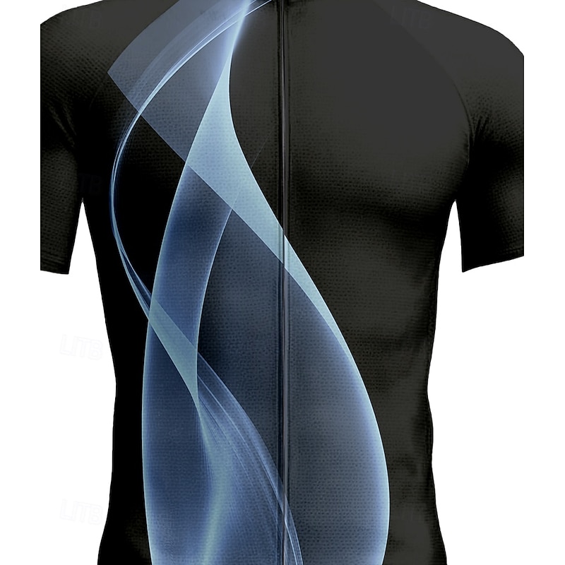Men's Cycling Jersey Graphic Geometric Short Sleeve Bike Tee Tshirt Jersey Top with 3 Rear Pockets UV Resistant Quick Dry Front Zipper Reflective Strips Sports White Blue Clothing Apparel3