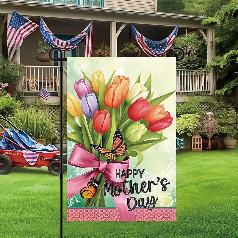Monther's Day Garden Flag 12 x 18 Inch Yard Patio Flags, Small Garden Flags for Outside, Outdoor Flags, Holiday Garden Flags