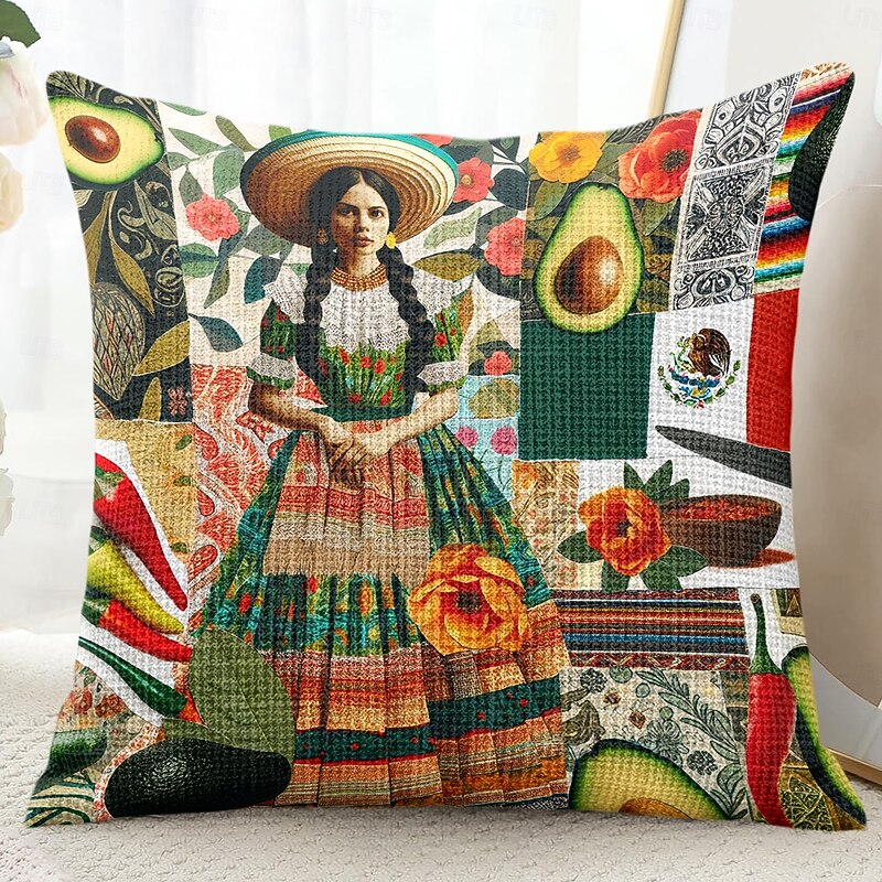 Cinco de Mayo Mexican Decorative Toss Pillows Cover 1PC Soft Square Couch Cushion Case Pillowcase for Bedroom Livingroom Sofa Chair3
