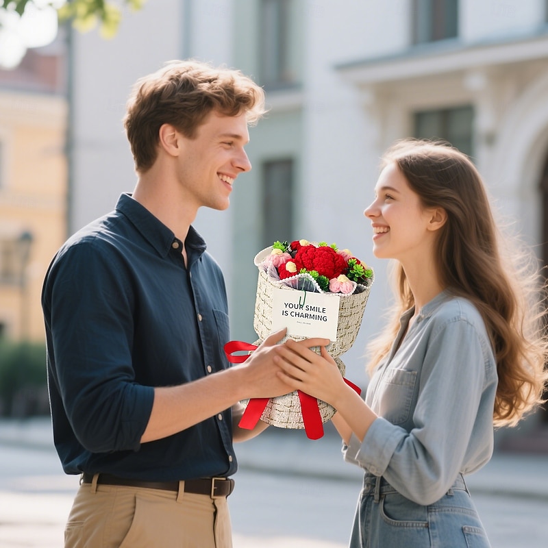 Crochet Flowers Bouquet Gift for Mom, Wife, Girlfriend – Handmade Yarn Flower Keepsake for Mother's Day, Valentine's, Graduation, Christmas, Anniversary, Birthday, Romantic Surprise2
