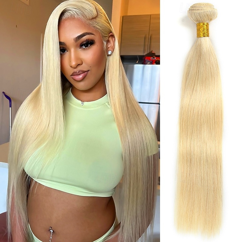 Brazilian Human Hair 613# Blonde Hair 1 Bundle straight hair 10-30 Inches