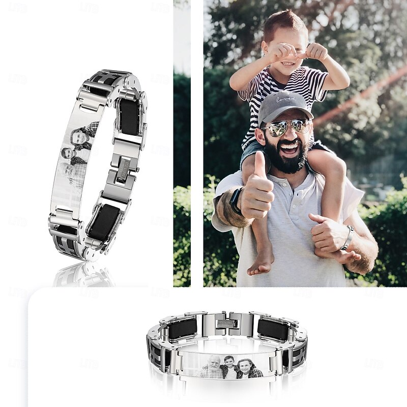Personalized Photo Bracelet Custom Best Gift for Dad for Men Family, Lover, Friend - Engraved with Precious Memories for Elegant and Meaningful Keepsake4