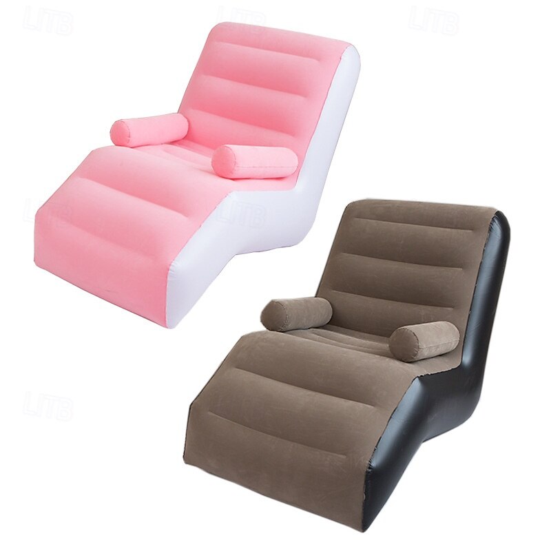 Inflatable Deck Chair Foldable Lounge Chair for Bedroom and Living Room, Indoor Sofa Lounge with Handrails