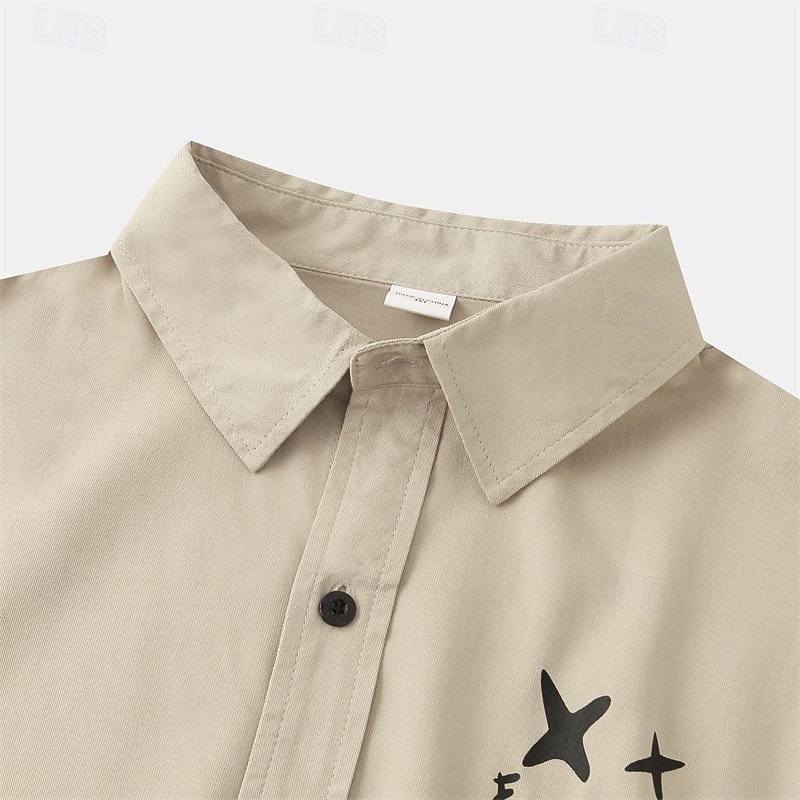 Men's Shirt Casual Shirt Button Up Shirt Plain Vacation Street Black White Khaki Gray Short Sleeve Lapel Summer Clothing Apparel Button-Down3
