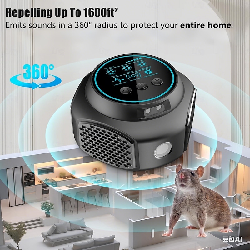 Ultrasonic Mice Repeller Electronic Rodent with Strobe Deterrent for Workshop Keep Pest You Hate Away