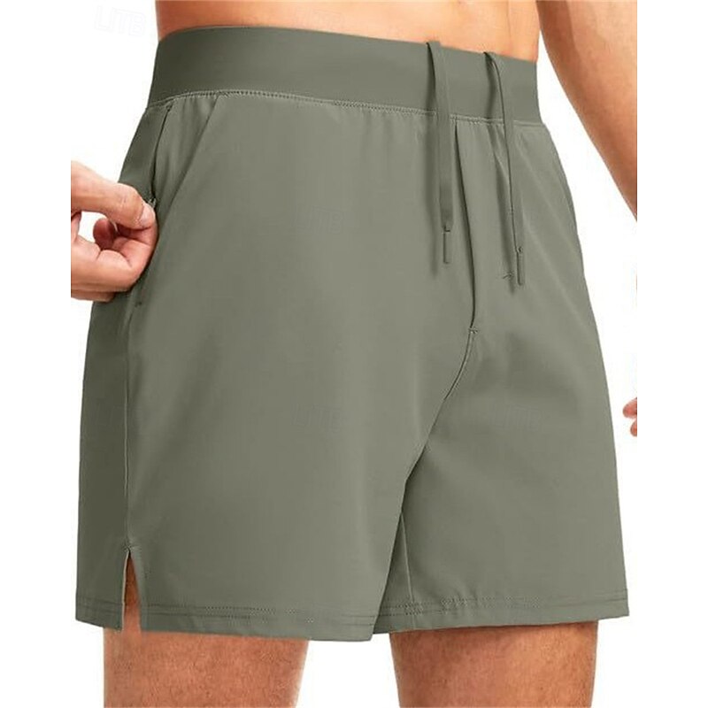 Men's Running Shorts Outdoor Regular Fit Quick Dry Zipper Pocket Shorts Drawstring Elastic Waist Dark Grey Black Hunting Climbing Camping / Hiking / Caving S M L XL XXL