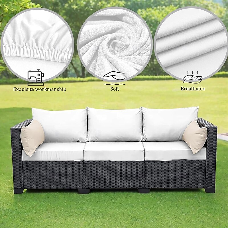 Outdoor Patio Cushion Covers, Stretch Fit Garden Furniture Seat Covers, Polyester Replacement for Patio, Balcony & Indoor Chairs3