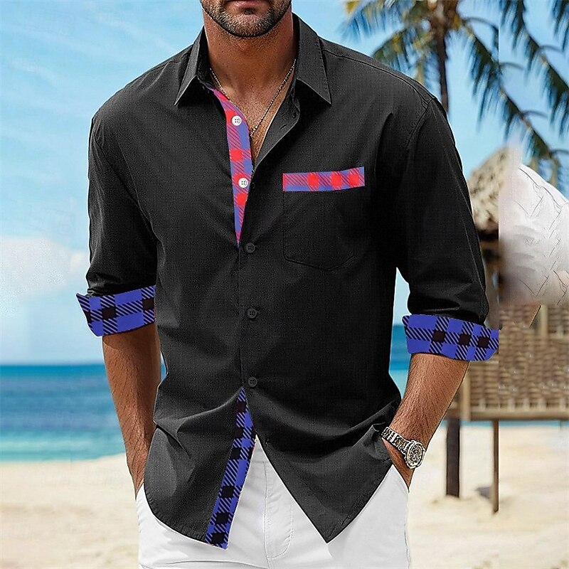 Men's Shirt Summer Shirt Casual Shirt Beach Shirt Button Up Shirt Black White Red Blue Dark Gray Short Sleeve Printed Lapel Vacation Hawaiian Clothing Apparel Polyester Fashion Casual Comfortable3