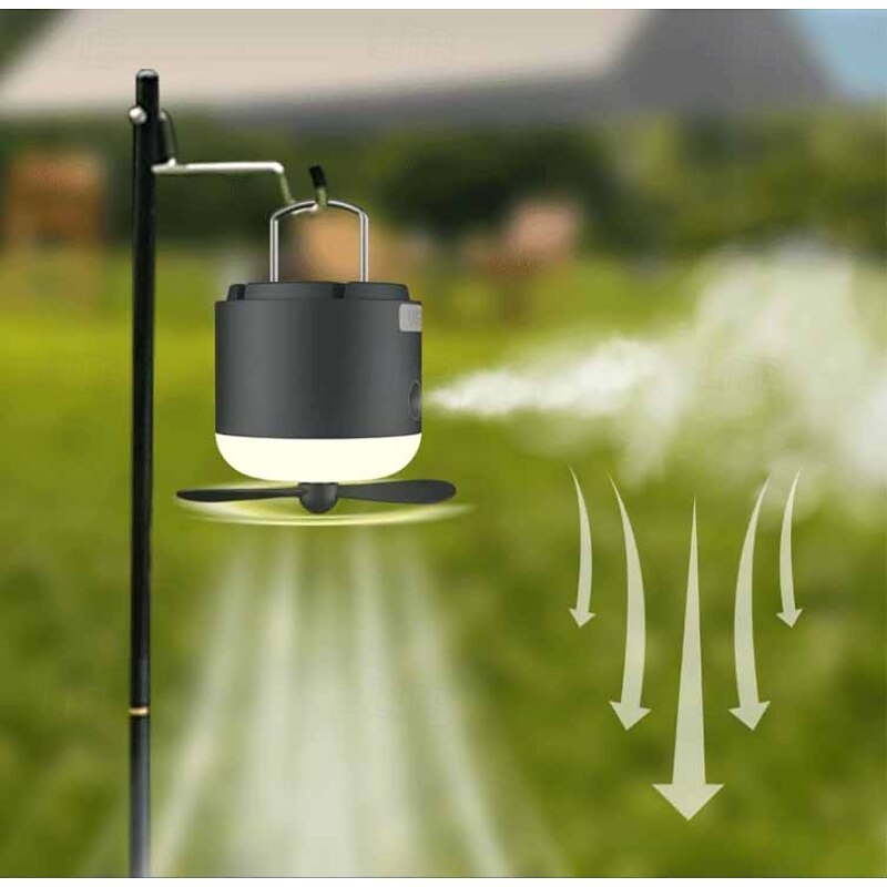 1 Pc Outdoor Camping Light Fan Multi-Function Spray Four Gear Dimming Two Gear Dimming Usb Charging Suspension Hook