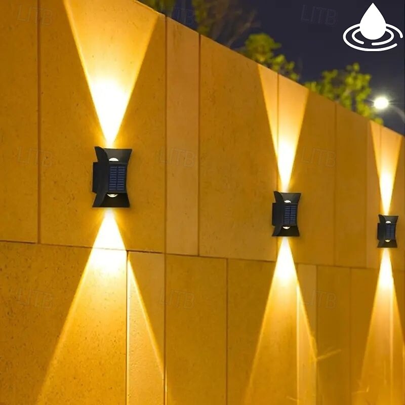 Solar Wall Light - Durable UP & Down Illumination, Waterproof IP65, Outdoor Fence, Garden, Porch, Garage Lighting 1/2pcs