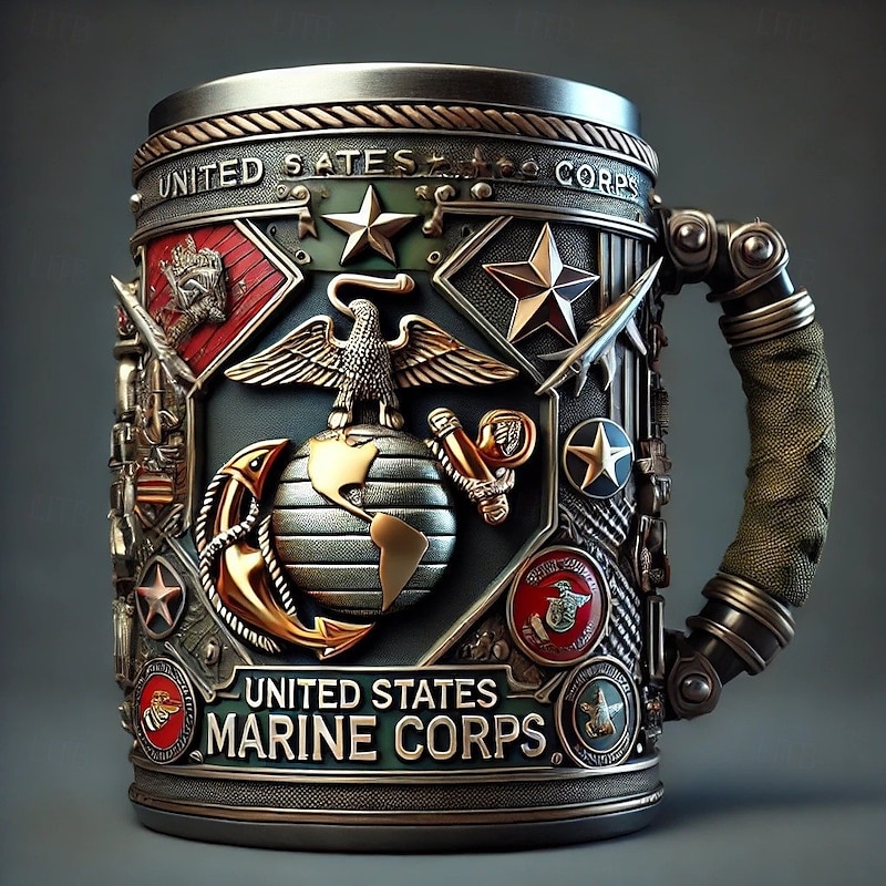 United States 250th Anniversary Military Commemorative Mug, Patriotic 4th of July Independence Day Veterans Day Gift for Men U.S. Marine Corps Collector's Mug4