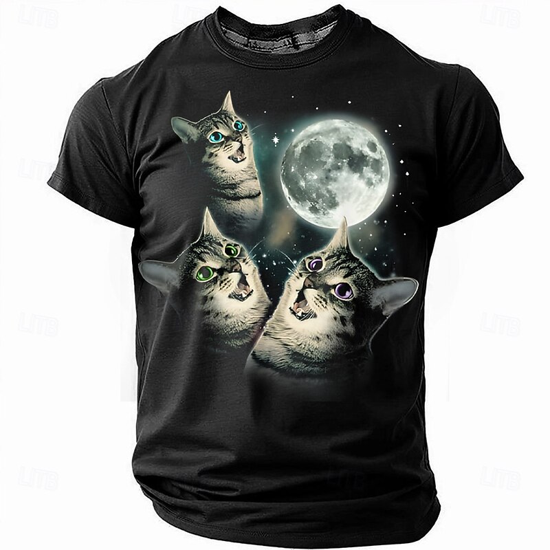 Men's Animal Funny T Shirt Short Sleeve T shirt 3D Print Crew Neck Shirt Fashion Exaggerated Designer Party Street Casual Black Summer Spring All Seasons Clothing Apparel S M L XL XXL XXXL