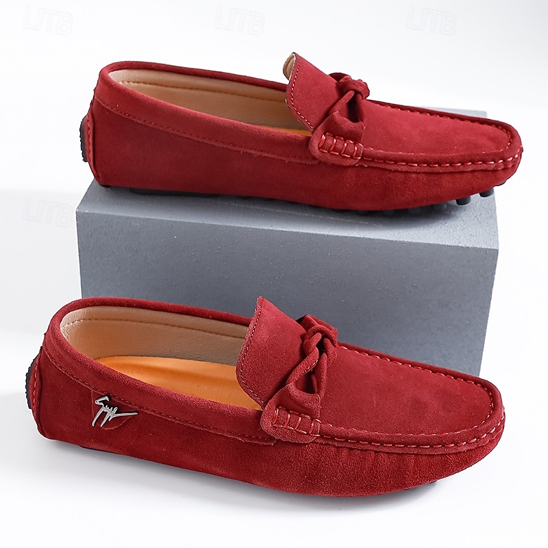 Men's Red Suede Moccasins with Tassel Detail, Casual Slip-On Shoes for Outdoor Events and Vacation Adventures3