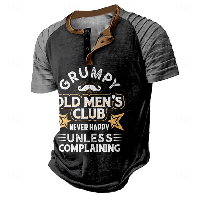 Men's Funny Slang Henley Shirt Raglan T Shirt Short Sleeve T shirt Henley Shirt Fashion Daily Designer Vacation Street Casual Black Blue Green Summer Spring Clothing Apparel S M L XL XXL XXXL