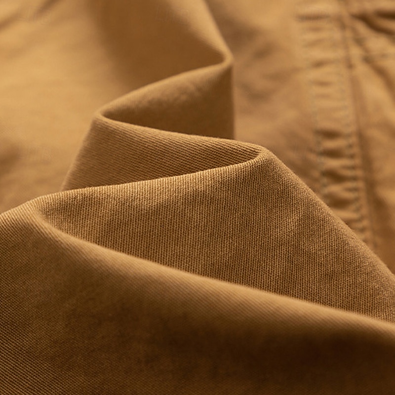 Men's Cargo Shorts Shorts Summer Shorts Drawstring Elastic Waist Multi Pocket Plain Comfort Wearable Knee Length Outdoor Sport Daily Fashion Casual Black Wine4