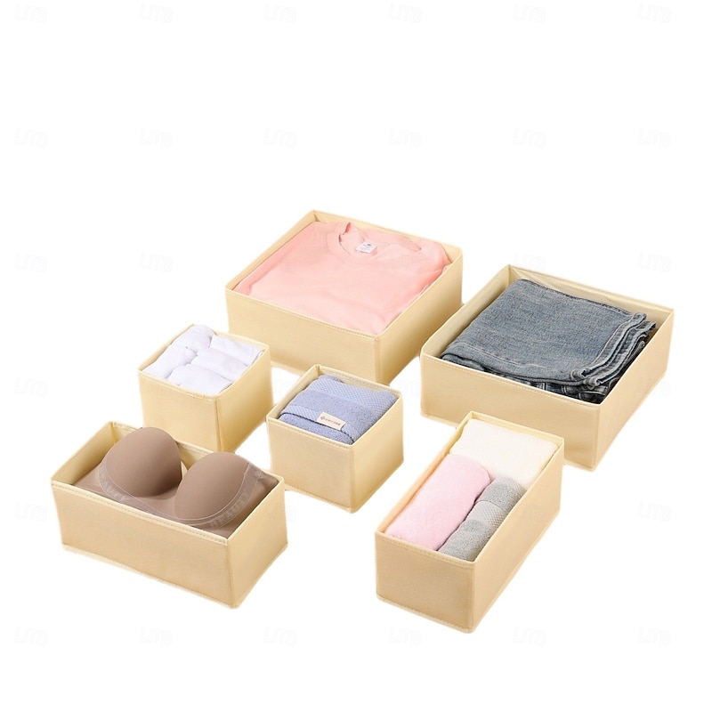 6-Pack Drawer Organizer Bins for Clothes, Foldable Fabric Storage Boxes for Bedroom, Closet Organizer for Socks, Underwear, Bras, T-Shirts, Jeans,2