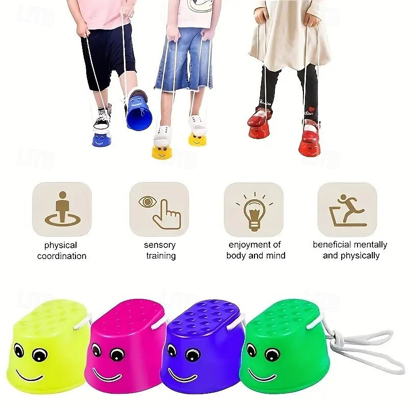 1 Pair Kids Stilt Walkers - Adjustable Rope Durable Plastic Lightweight Balance Training Toys for Coordination & Motor Skills Development3