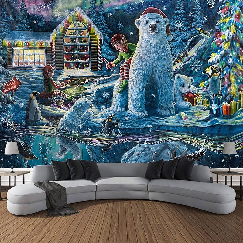 Dakota Daetwiler Hanging Tapestry Wall Art Large Tapestry Mural Decor Photograph Backdrop Blanket Curtain Home Bedroom Living Room Decoration "Christmas Eve at the Workshop" - by Dakota Daetwiler3