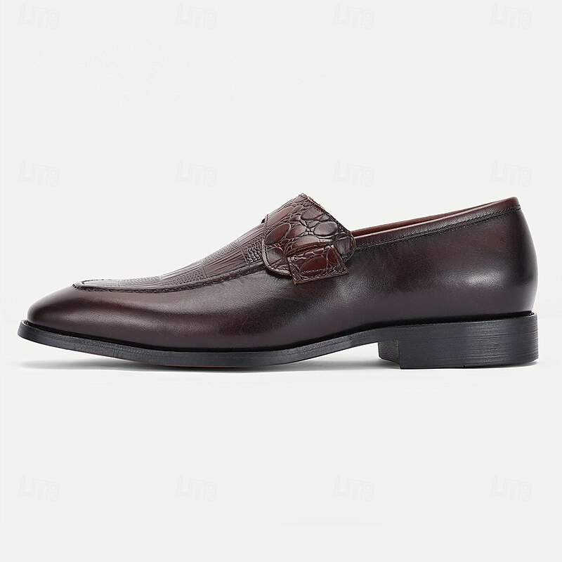 Men's Kentucky Derby Shoes - Premium Brown Leather Dress Shoes with Crocodile Pattern for Kentucky Derby and Formal Occasions3