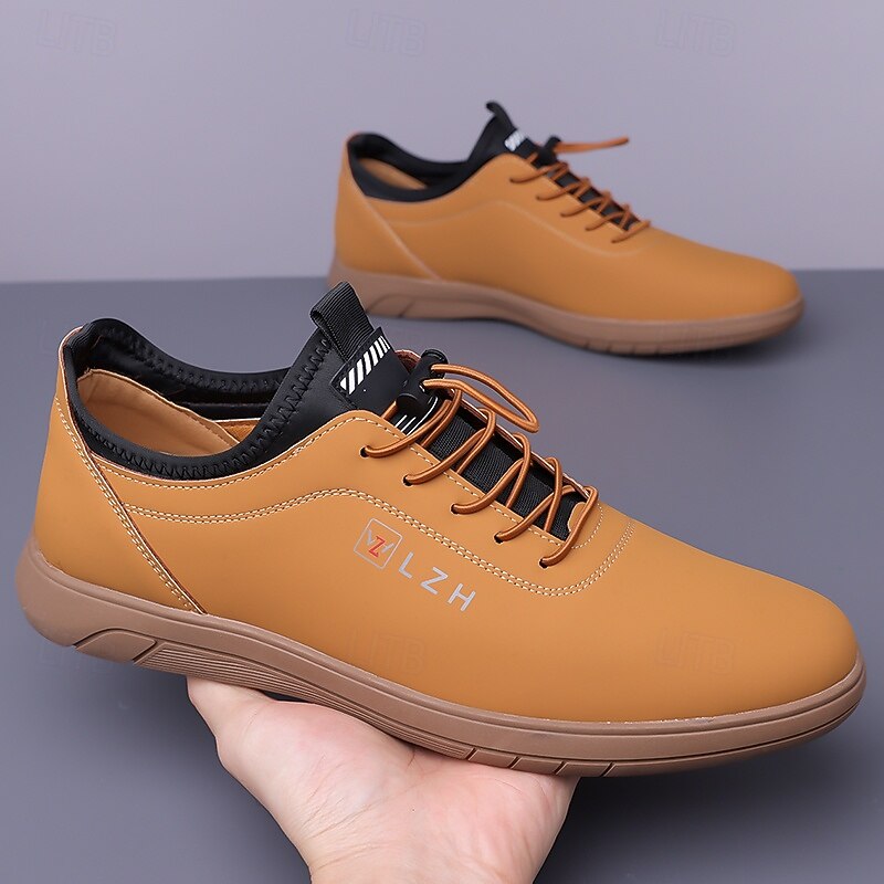 Casual Tan Lace-Up Sneakers for Men - Comfortable Everyday Shoes for Casual Outings3