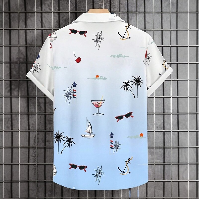 Men's Coconut Palm Tropical Plants Shirt Summer Hawaiian Shirt Button Up Shirt Short Sleeve Hawaiian Vacation Holiday Beach Wear Summer Spring Turndown 3D Print Collared Shirts Front One Pocket2