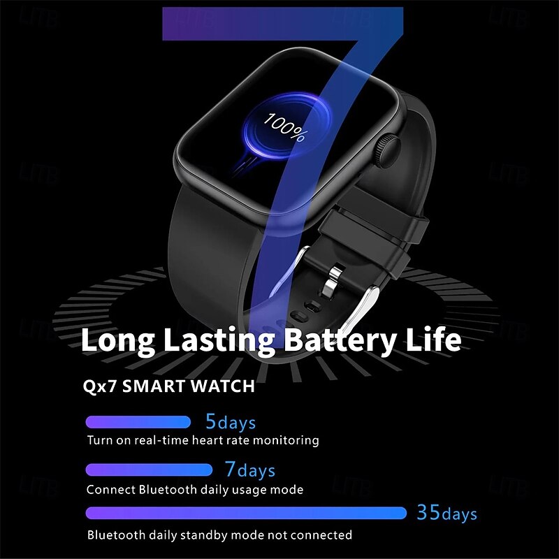 QX7 Smart Watch 1.85 inch Smartwatch Fitness Running Watch Bluetooth Sedentary Reminder Alarm Clock Calendar Compatible with Smartphone Women Men Message Reminder Step Tracker Custom Watch Face IP 674