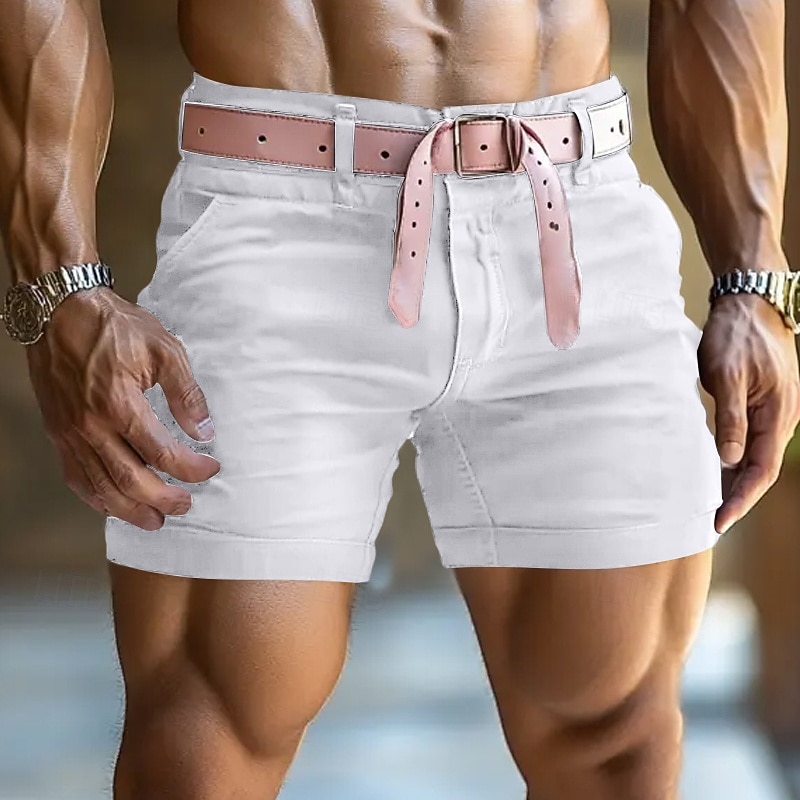 Men's Chino Shorts Beach Shorts Work Shorts Casual Shorts Pocket Straight Leg Plain Comfort Soft Short Sports Outdoor Casual Daily Fashion Classic Style Slim Black White2