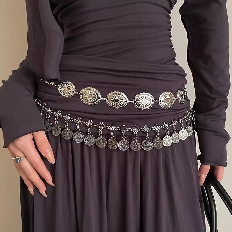 Waist Chain Vintage Boho Women's Body Jewelry For Holiday Retro Alloy Silver White Gold 1 PC2